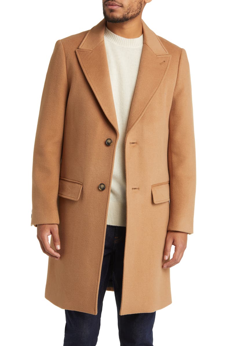 Ted Baker London Peak Lapel Wool Blend Coat, Main, color,
