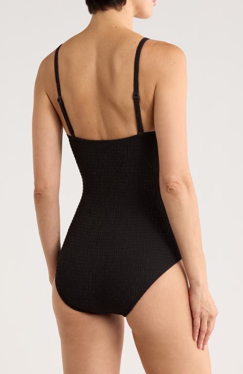 Dkny Bandeau Shirred One-piece Swimsuit In Black