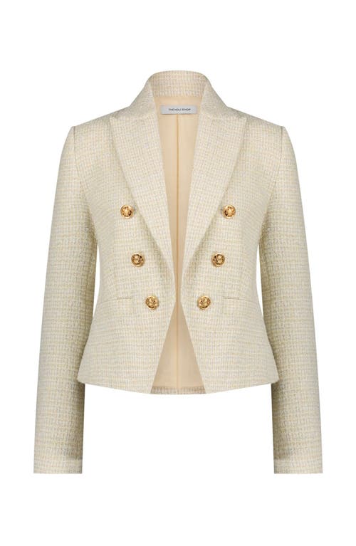 The Noli Shop Gabrielle Tweed Double Breasted Blazer In Neutral