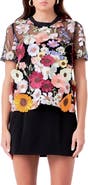 Endless Rose Floral Embroidered Appliqué Organza Top