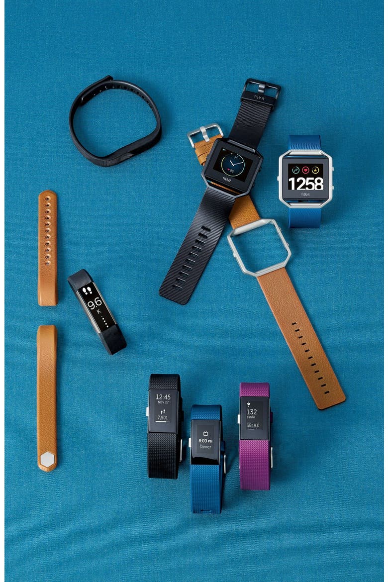 Blaze Leather Smart Watch Band, Alternate, color, BLACK
