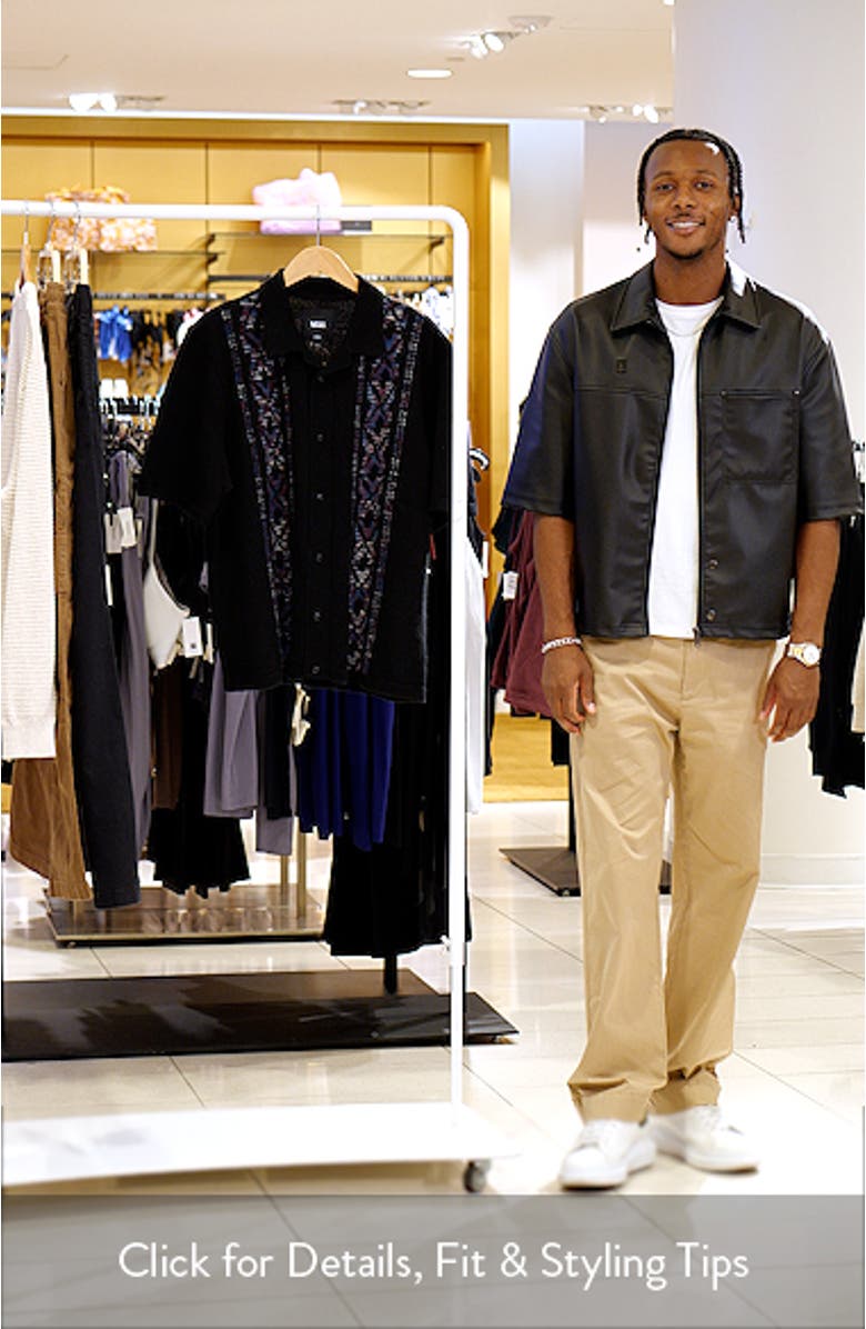 Wheeler Geo Pattern Short Sleeve Camp Collar Cardigan, sales video thumbnail