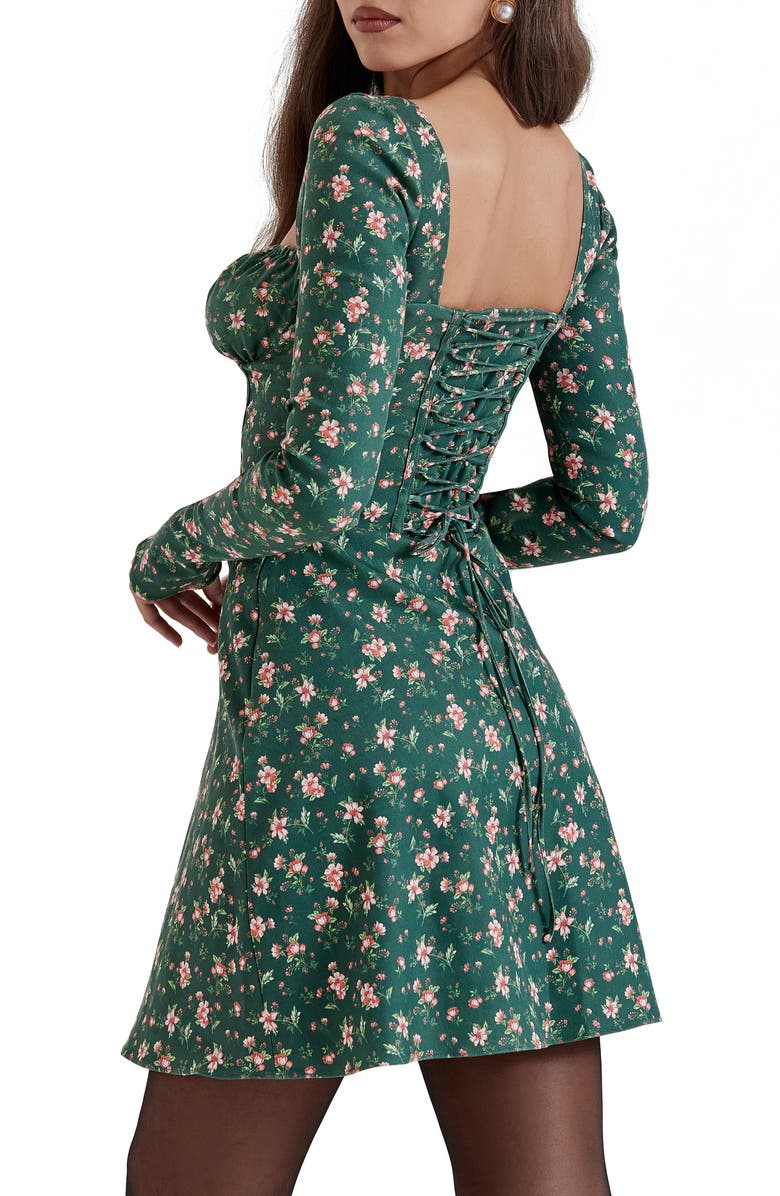 HOUSE OF CB Malika Long Sleeve Cocktail Minidress, Alternate, color, Christmas Print