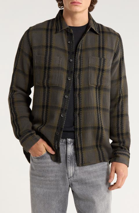 Plaid Cotton Twill Button-Up Shirt Jacket