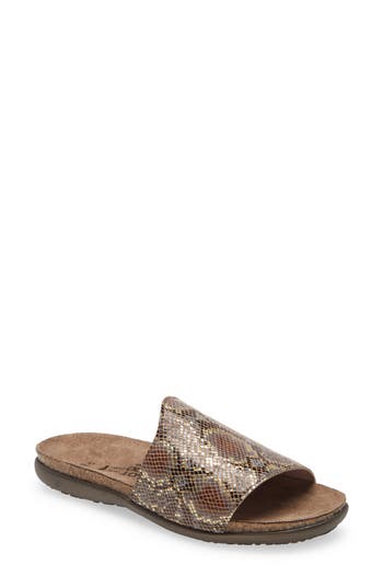 Naot Skylar Slide Sandal In Golden Python Leather