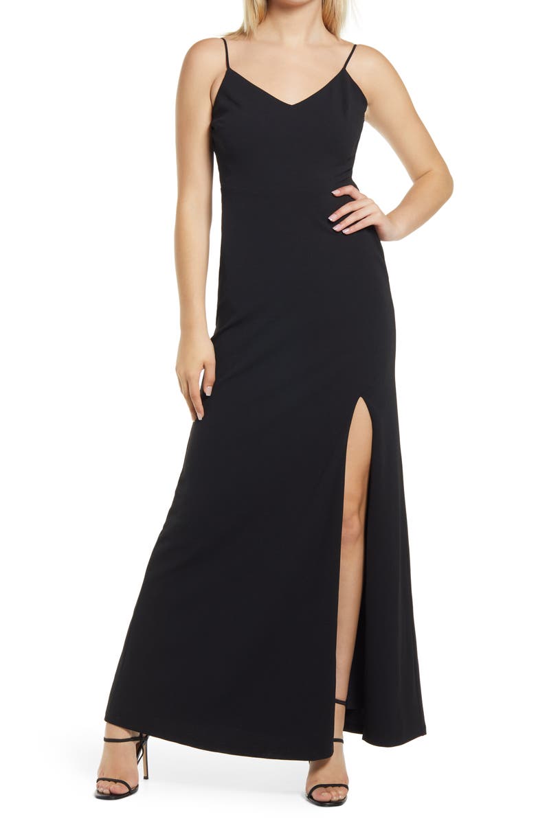 WAYF The Abigal Cowl Back Side Slit Gown, Main, color, 