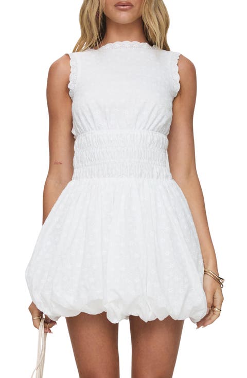 Vittoria Floral Eyelet Embrodiered Bubble Hem Minidress
