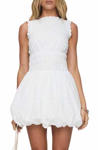 Princess Polly Vittoria Floral Eyelet Embrodiered Bubble Hem Minidress