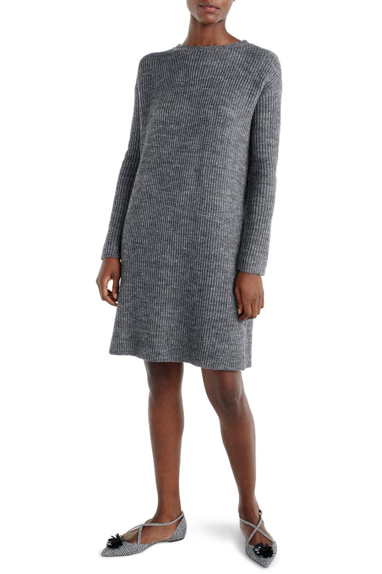 Bow Tie Open Back Sweater Dress, Main, color, HEATHER FLANNEL