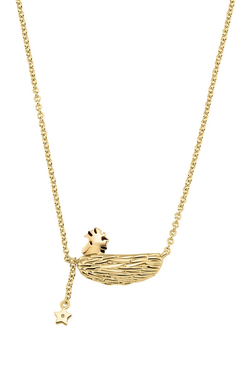 Crislu x Peanuts<sup>®</sup> Woodstock's Nest Pendant Necklace, Main, color, 18Kt Yellow Gold / Clear Stone