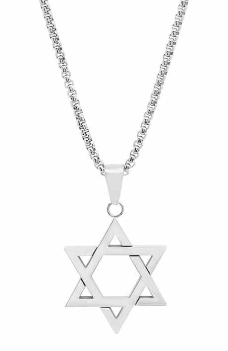 Men's Stainless Steel Star of David Pendant Necklace