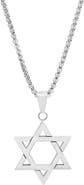 STEELTIME Men's Stainless Steel Star of David Pendant Necklace