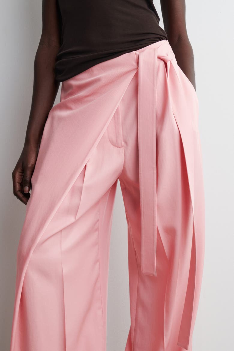 Fluid Wrap-Front Pants, Alternate, color, PINK