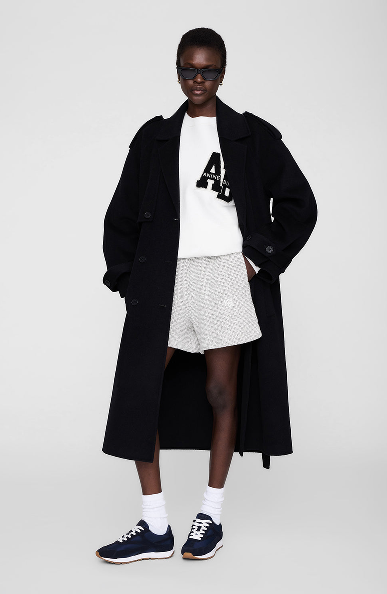 ANINE BING Kam Framed Monogram Short, Alternate, color, Ivory And Black