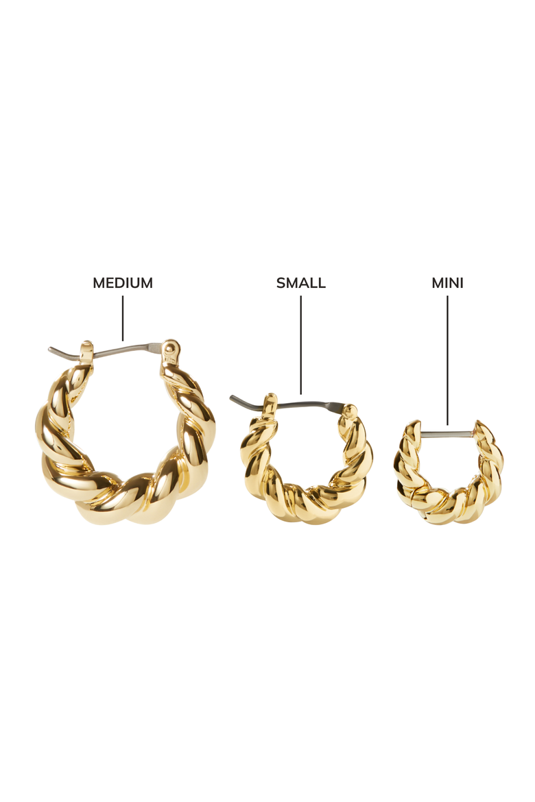 Twisted Hoop Earrings - Paris Mini, Alternate, color, Gold