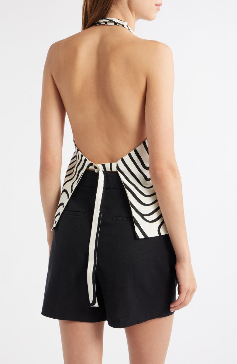 MANGO Doty Linen & Cotton Halter Top, Alternate, color, Ecru