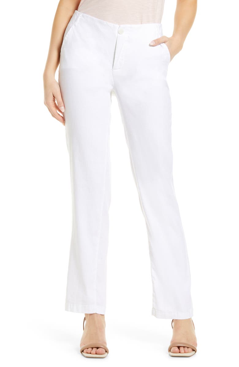 NYDJ Marilyn Linen Blend Trousers, Main, color, Optic White