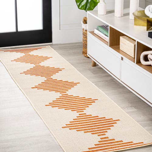 Jonathan Y Vinales Diamond Stripe Indoor/outdoor Beige/orange Runner Rug In Beige/orange