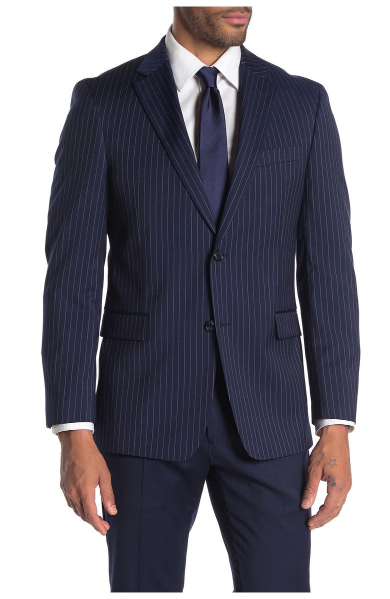 Tommy Hilfiger Slim Fit Wool Blend Pinstripe Suit Separate Jacket, Main, color,