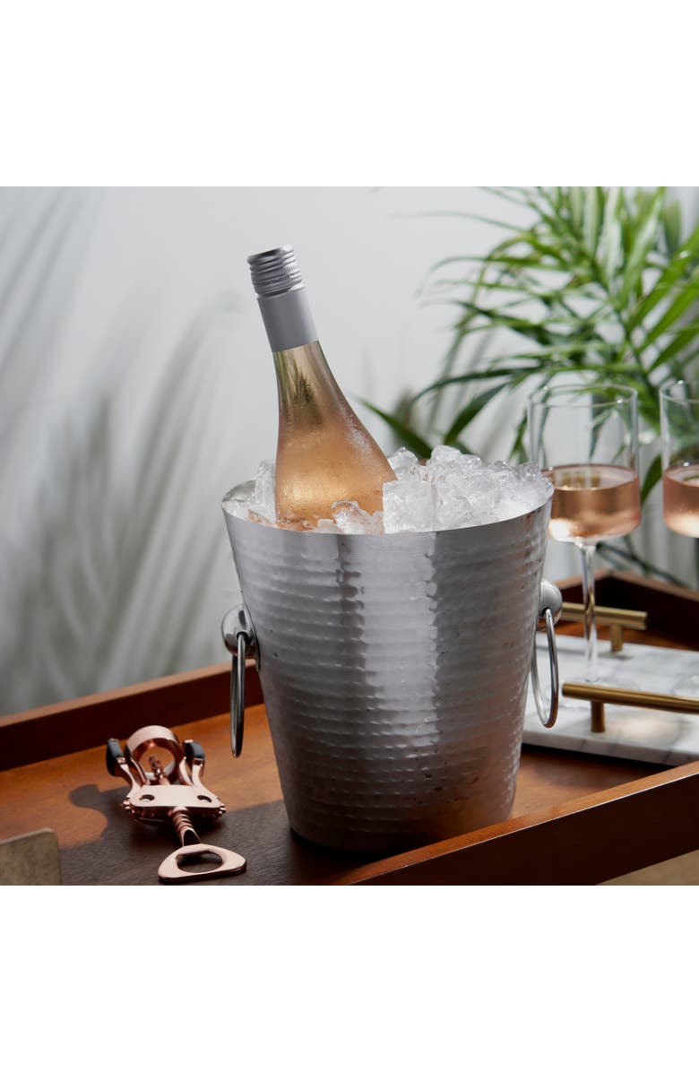 Viski Irving Hammered Ice Bucket in Stainless Steel, Alternate, color, Silver