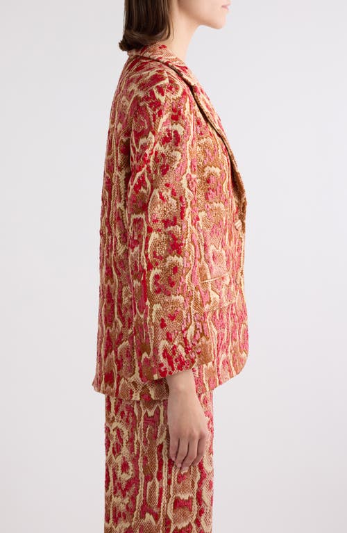 Dries Van Noten Birdy Snakeskin Print Sequin Single Breasted Blazer