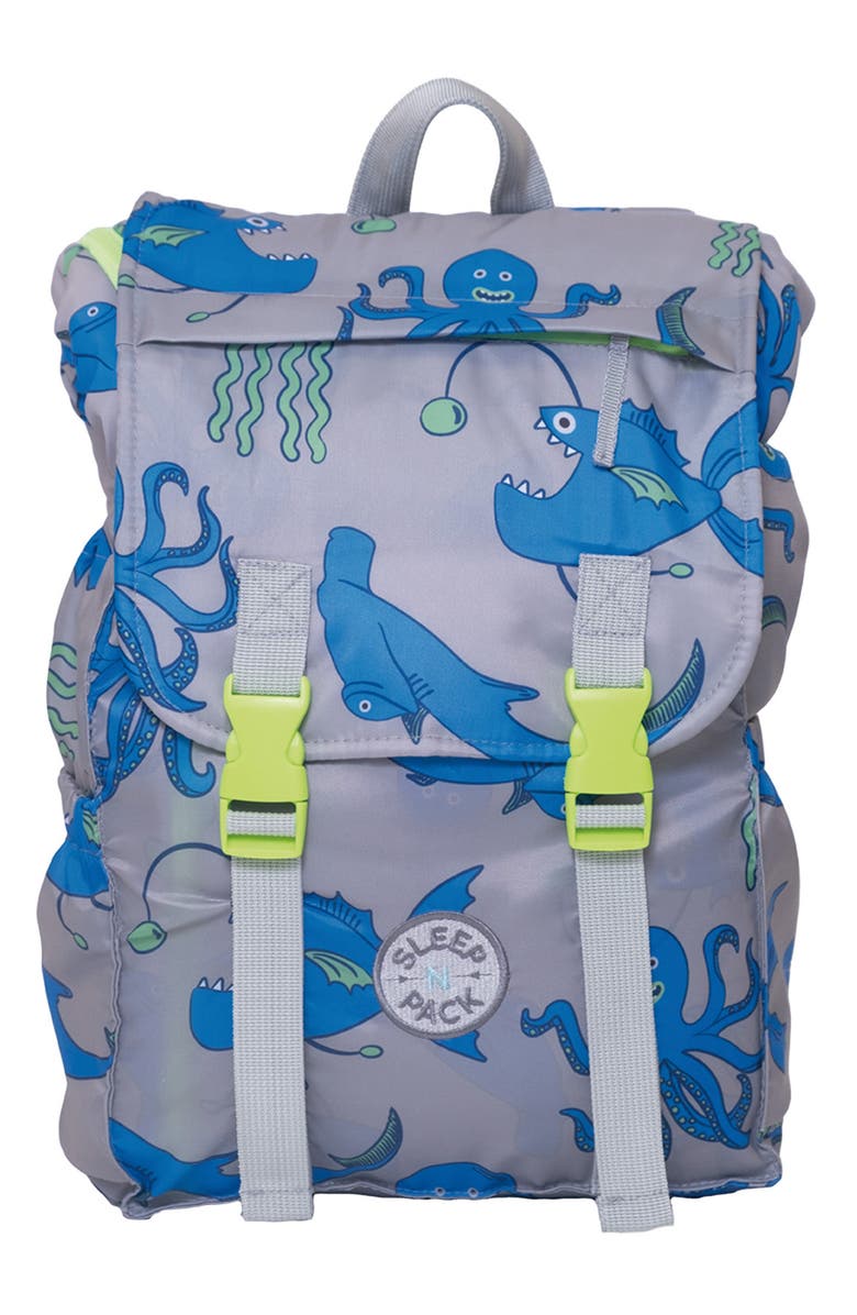 mimish Kids' Sleep-n-Pack Sleeping Bag Backpack, Main, color, Grey Multi