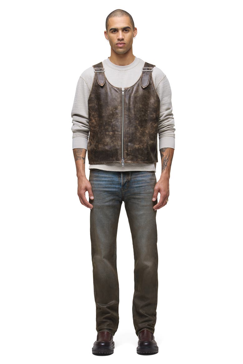 Wes Classic Straight Leg Jeans, Alternate, color, COATED CHOCOLATE