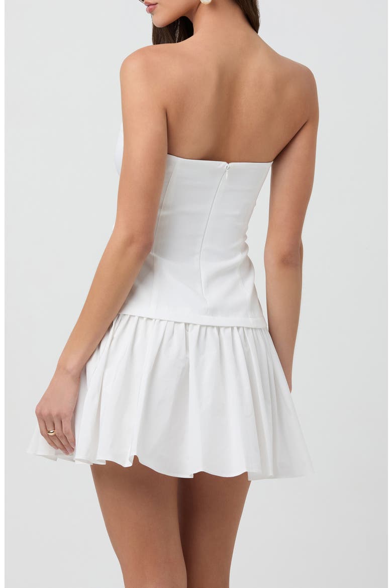 Strapless Mixed Media Minidress, Alternate, color, WHITE