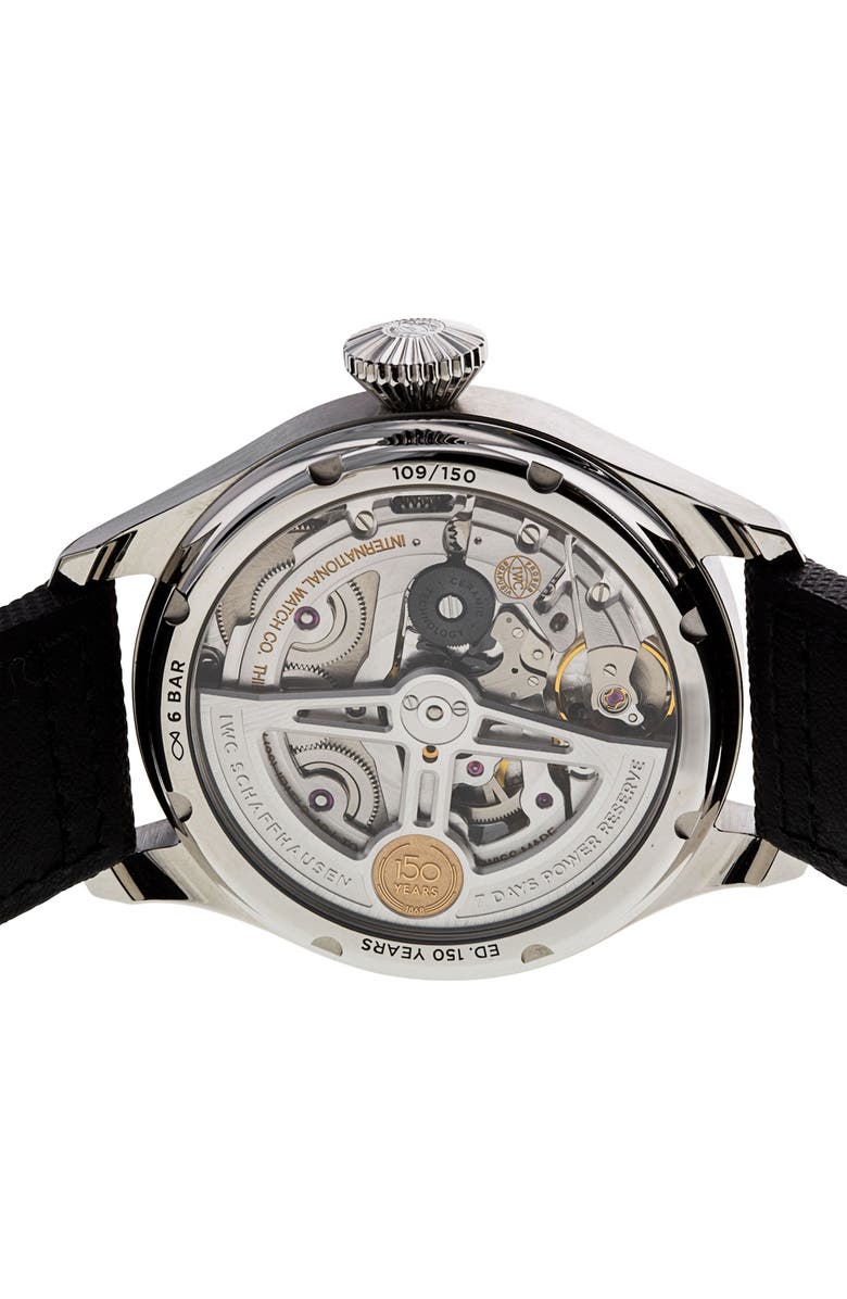 Watchfinder & Co. IWC Preowned 2018 Big Pilot's IW502708 Leather Strap Watch, 46.2mm, Alternate, color, Blue