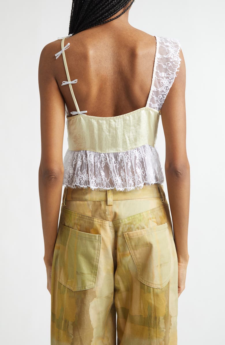 Collina Strada Dahlia Asymmetric Lace & Satin Crop Tank, Alternate, color, Butter Yellow