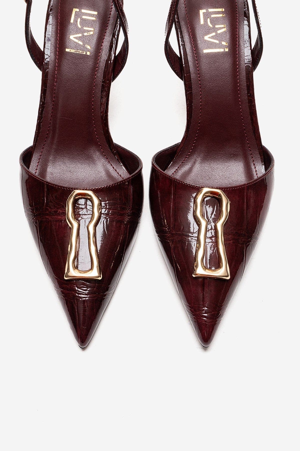Yvella Buckle Pointed Toe Stiletto Pump, Alternate, color, Burgundy Print