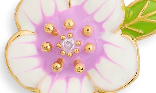 Eye Candy Los Angeles Selene Cubic Zirconia Flower & Strawberry Drop Earrings In Gold