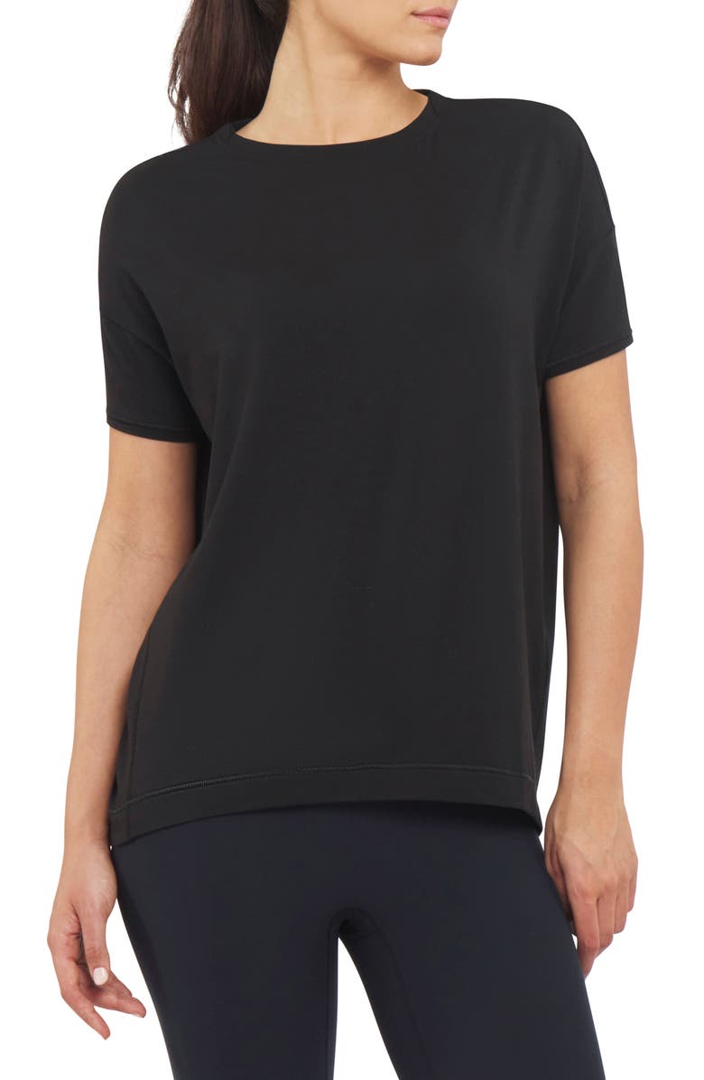 SPANX<sup>®</sup> Supernatural Flow Short Sleeve Cotton Blend Top, Main, color, 