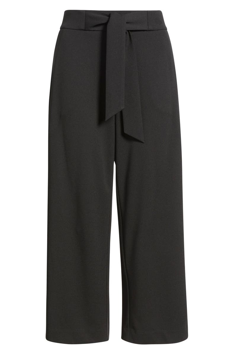 AK ANNE KLEIN Tie Front Pull-On Wide Leg Crop Pants, Alternate, color, Anne Black