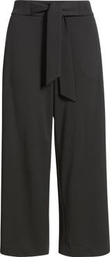 AK ANNE KLEIN Tie Front Pull-On Wide Leg Crop Pants