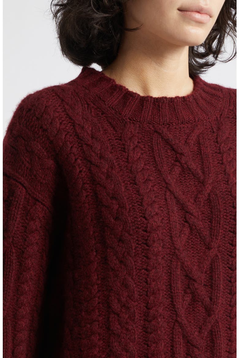 Mabel Cashmere Crewneck Sweater, Alternate, color, DEEP ROUGE