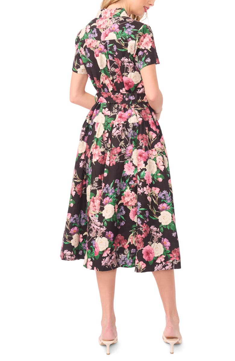Ted Baker Charlie Floral Linen Midi Shirtdress, Alternate, color, Rich Black