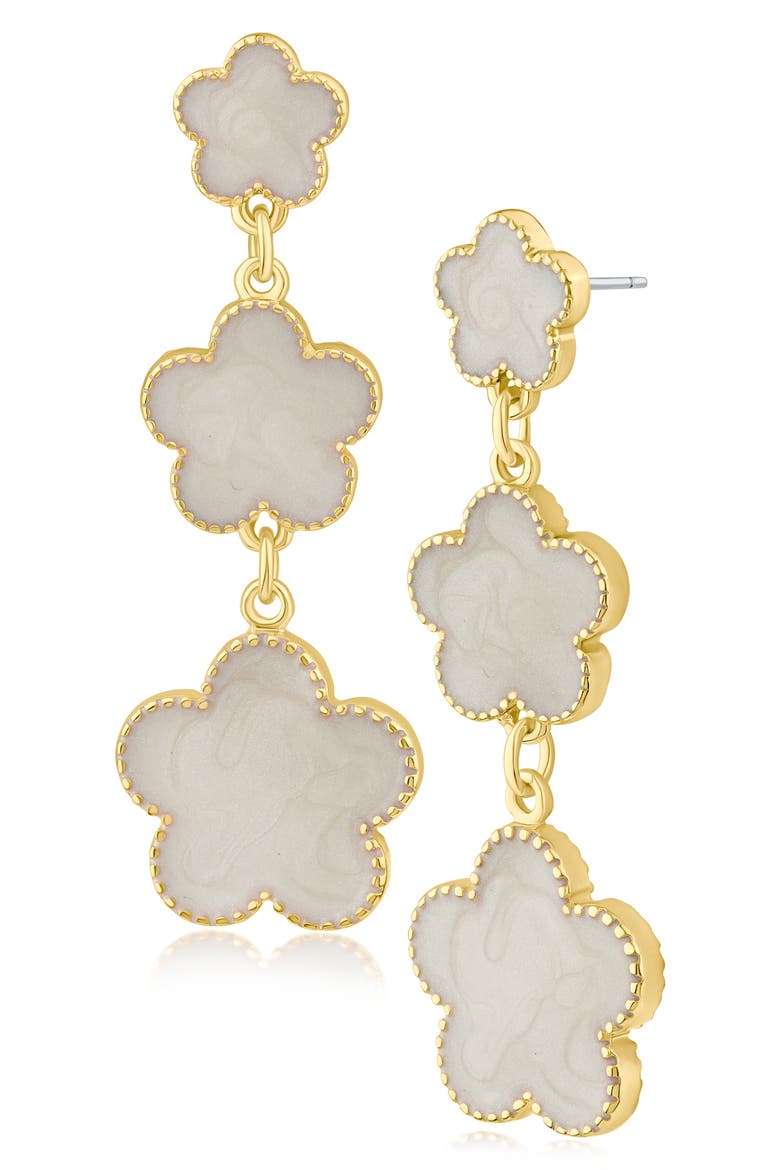 Cascading Triple-Tier Clover Earrings (Nordstrom Exclusive), Main, color, WHITE/ GOLD