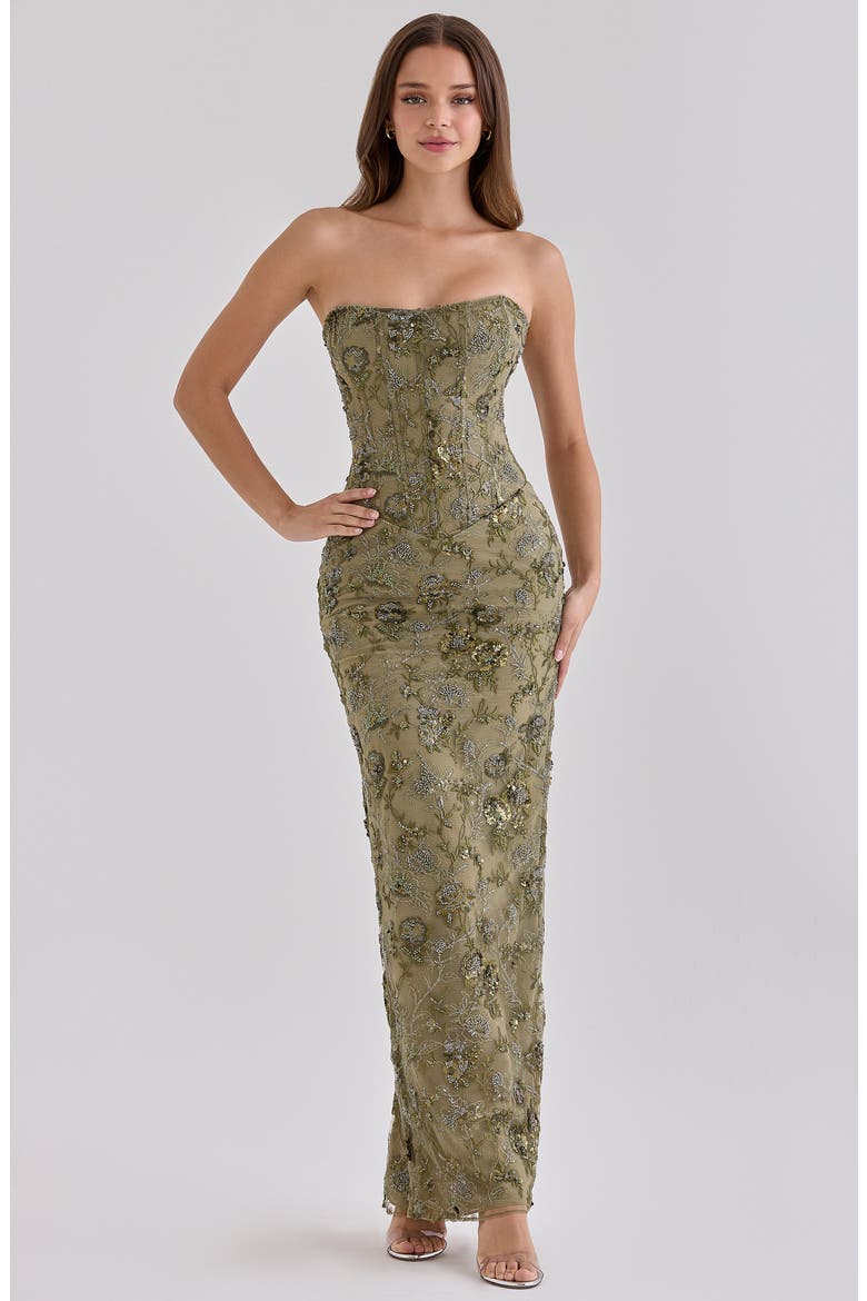 Anisa Hand Beaded Gown, Alternate, color, FIR GREEN