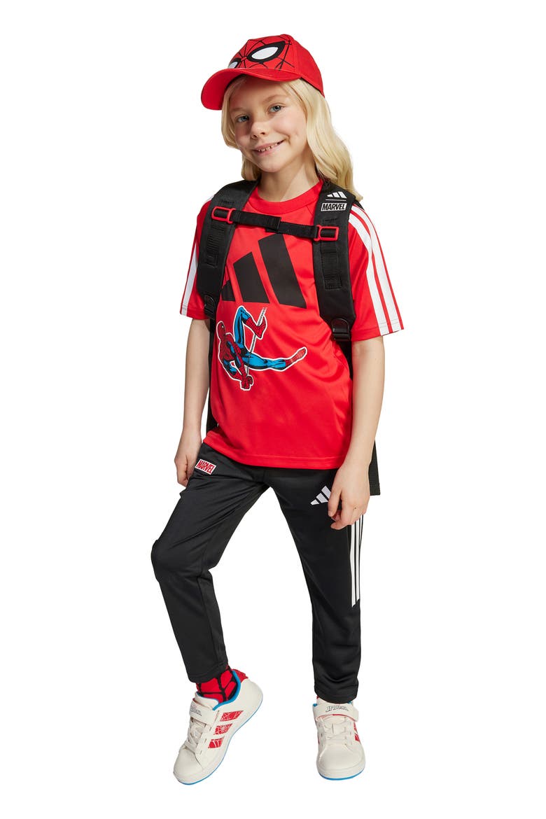 Kids' x Marvel Spider-Man Recycled Polyester T-Shirt, Alternate, color, PURRUB/WHI