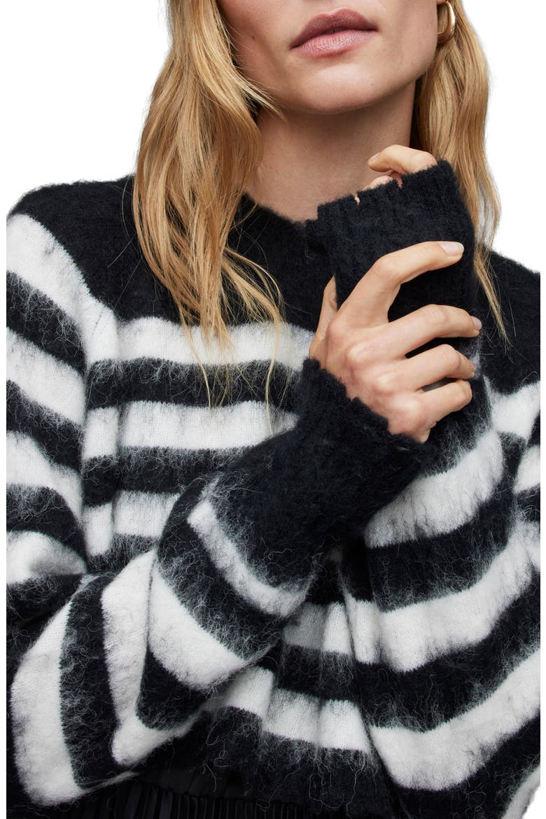 Josie Two-Piece Crop Sweater & Midi Dress, Alternate, color, BLACK/ CREAM