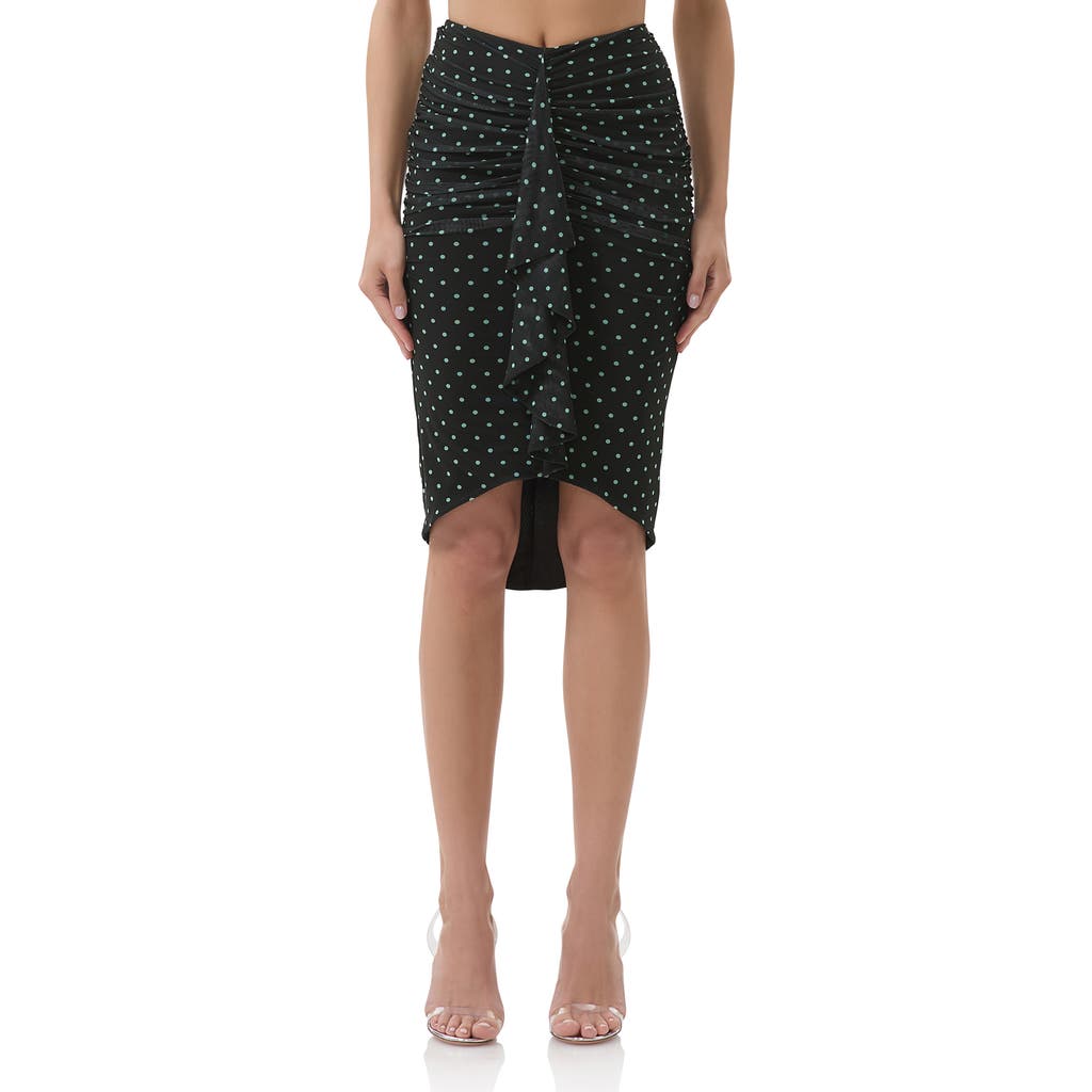 Afrm Newton Ruched Ruffle Mesh Skirt In Blue