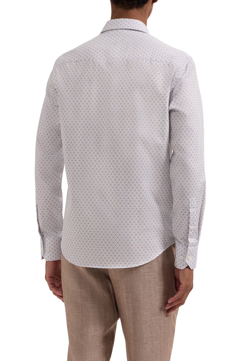 Julian Shaped Fit Geometric Print Cotton Button-Up Shirt, Alternate, color, AIR BLUE