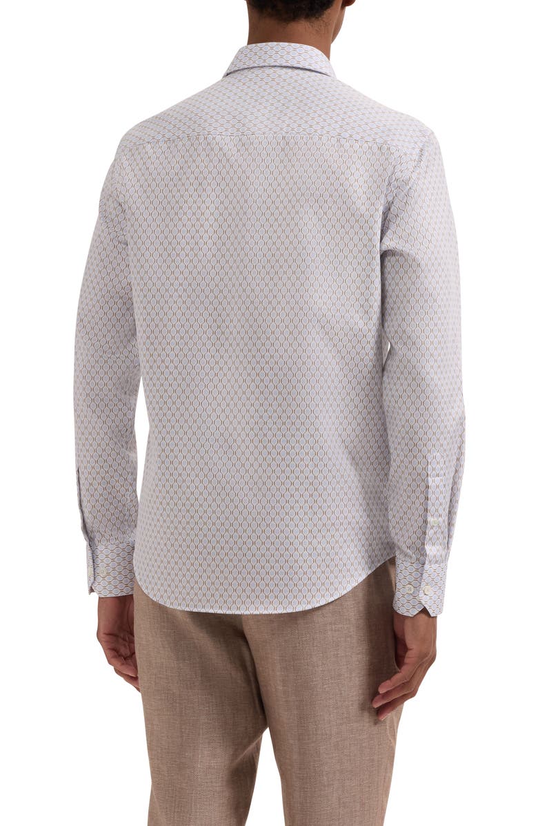 Bugatchi Julian Shaped Fit Geometric Print Cotton Button-Up Shirt, Alternate, color, Air Blue