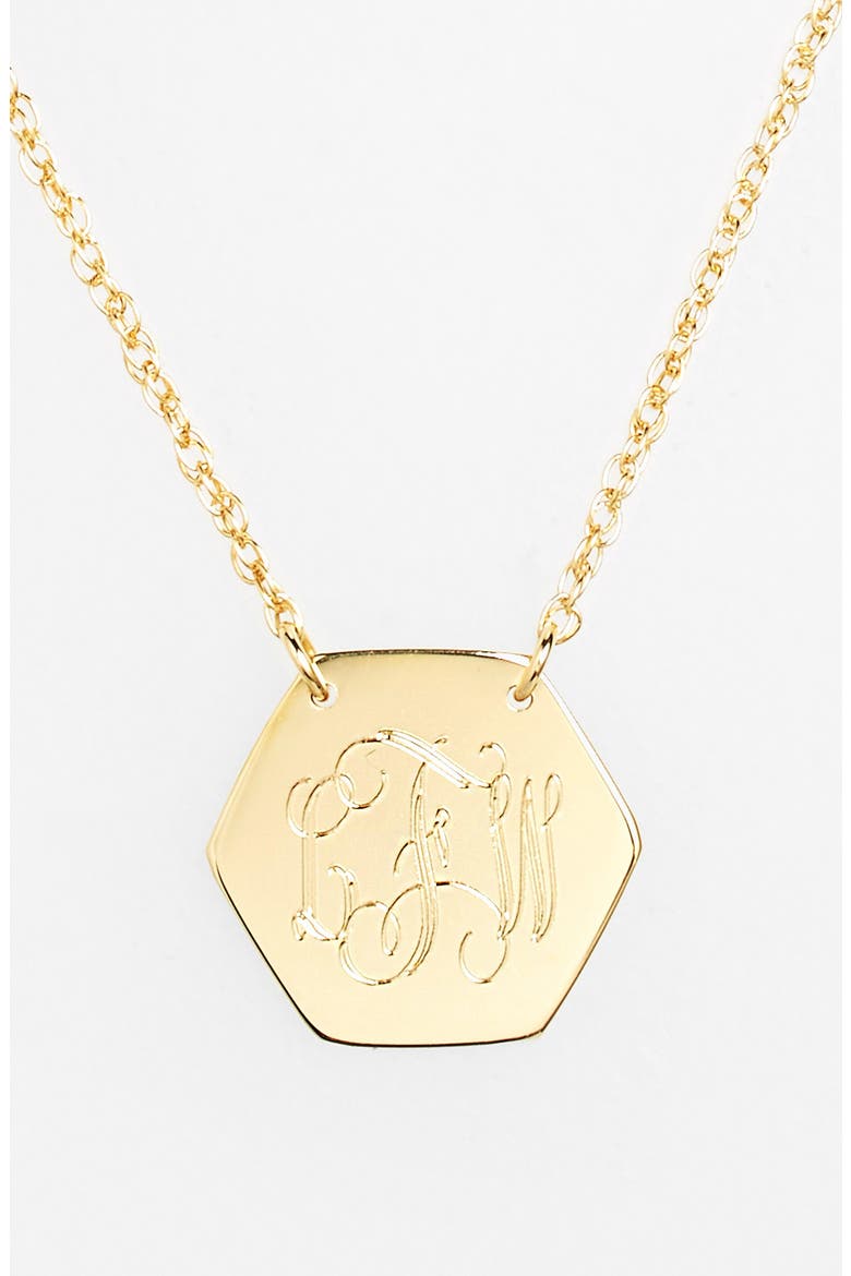 Personalized Hexagon Pendant Necklace, Alternate, color, GOLD