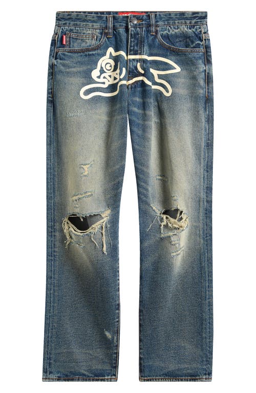 Icecream Nocturnal Ripped Cotton Jeans In Blue