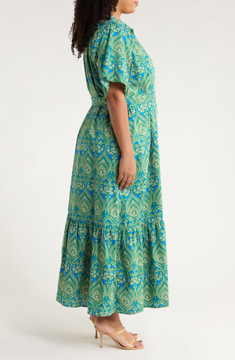 SUGARLIPS Nyra Paisley Valery Belted Shirtdress, Alternate, color, Green-Blue-Multi