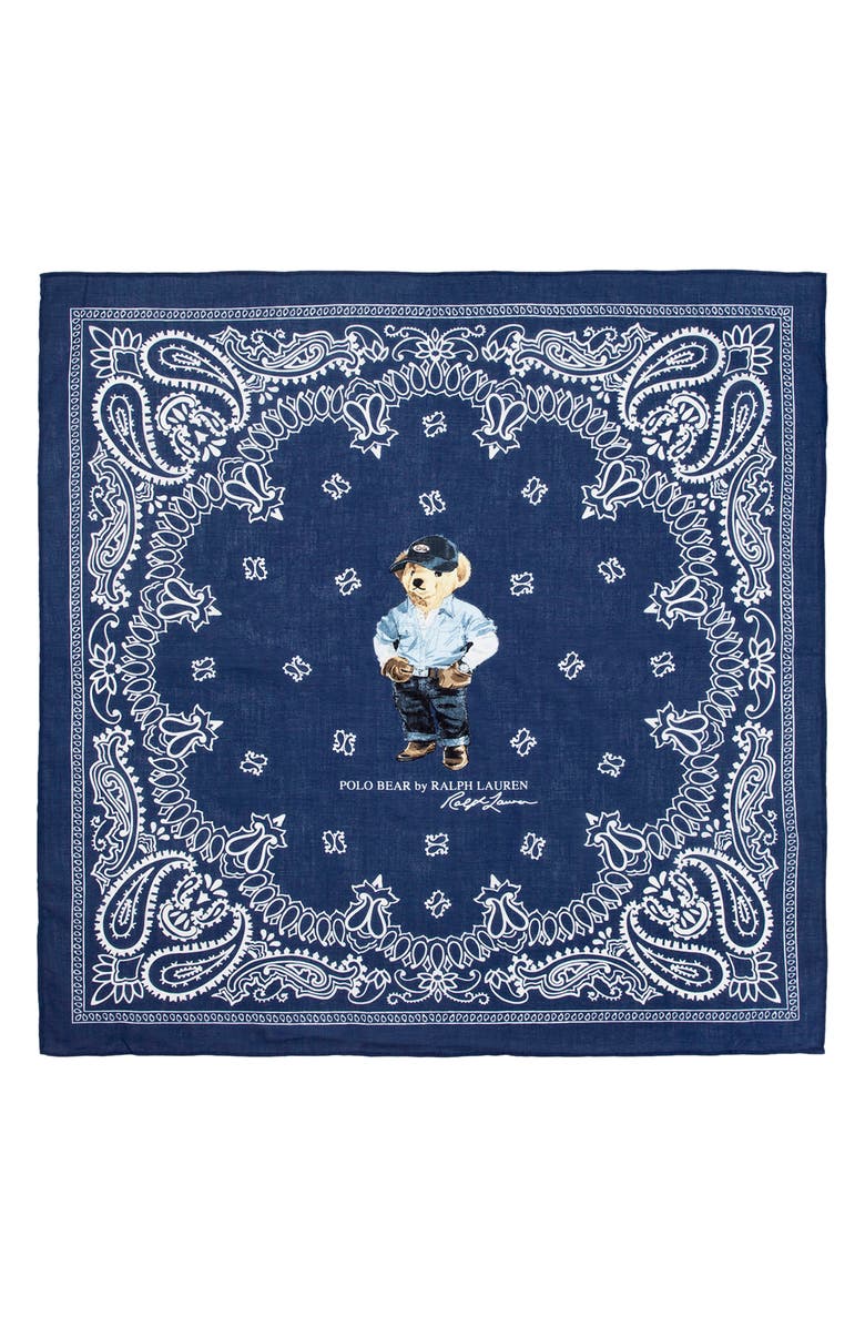 Polo Ralph Lauren Polo Bear Country Store Cotton Bandana Scarf, Alternate, color, Navy Multi
