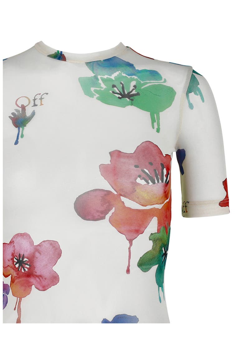 Floral Tulle Second Skin T-Shirt, Alternate, color, WHITE FLORAL MULTI