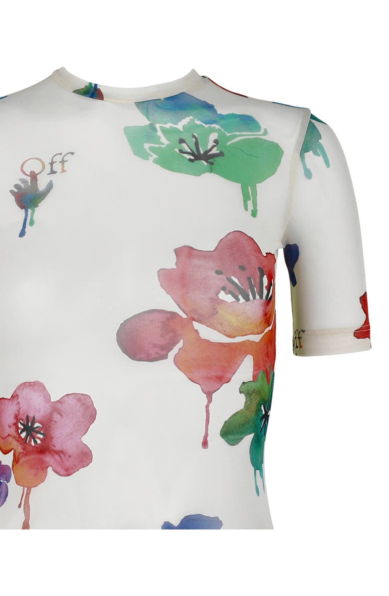 Off-White Floral Tulle Second Skin T-Shirt, Alternate, color, 